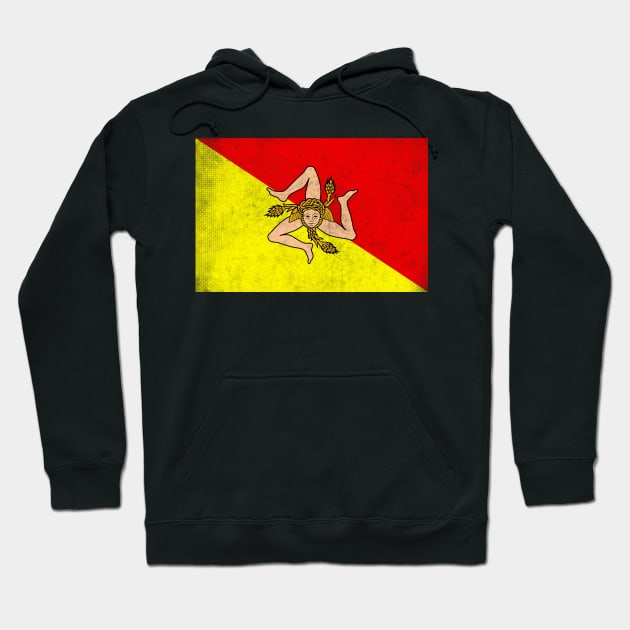 Siciliy / Vintage Look Flag Design Hoodie by DankFutura